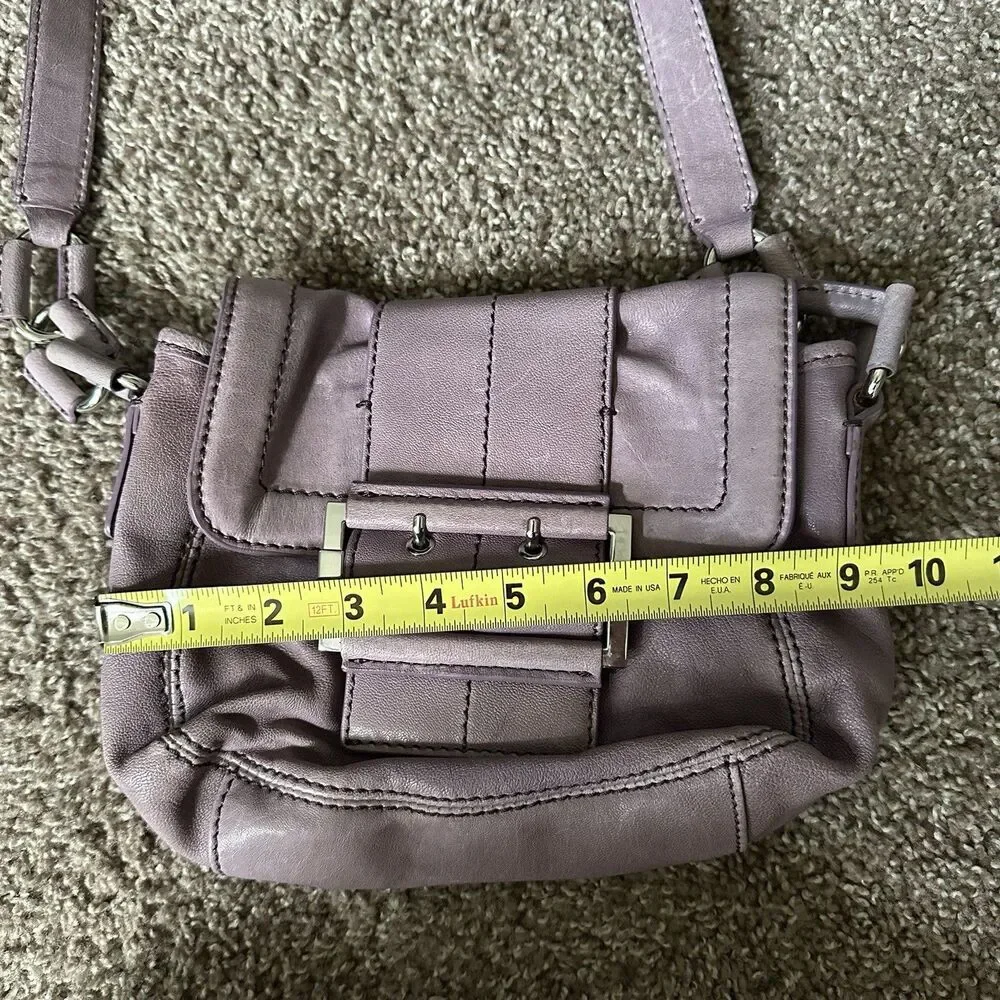 Vintage Michael Kors Camden Lilac Leather Silver Buckle Messenger Shoulder Bag - Picture 13 of 14